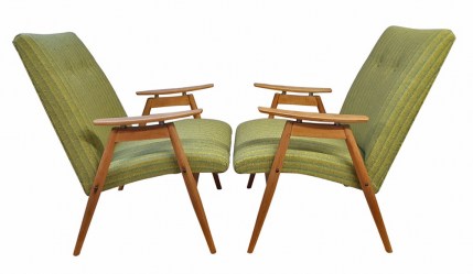 Pair floating arm mid century chairs